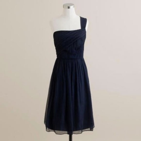 NEW J. CREW navy Lucienne Bridesmaid Dress in Silk Chiffon size 6 - Picture 1 of 9